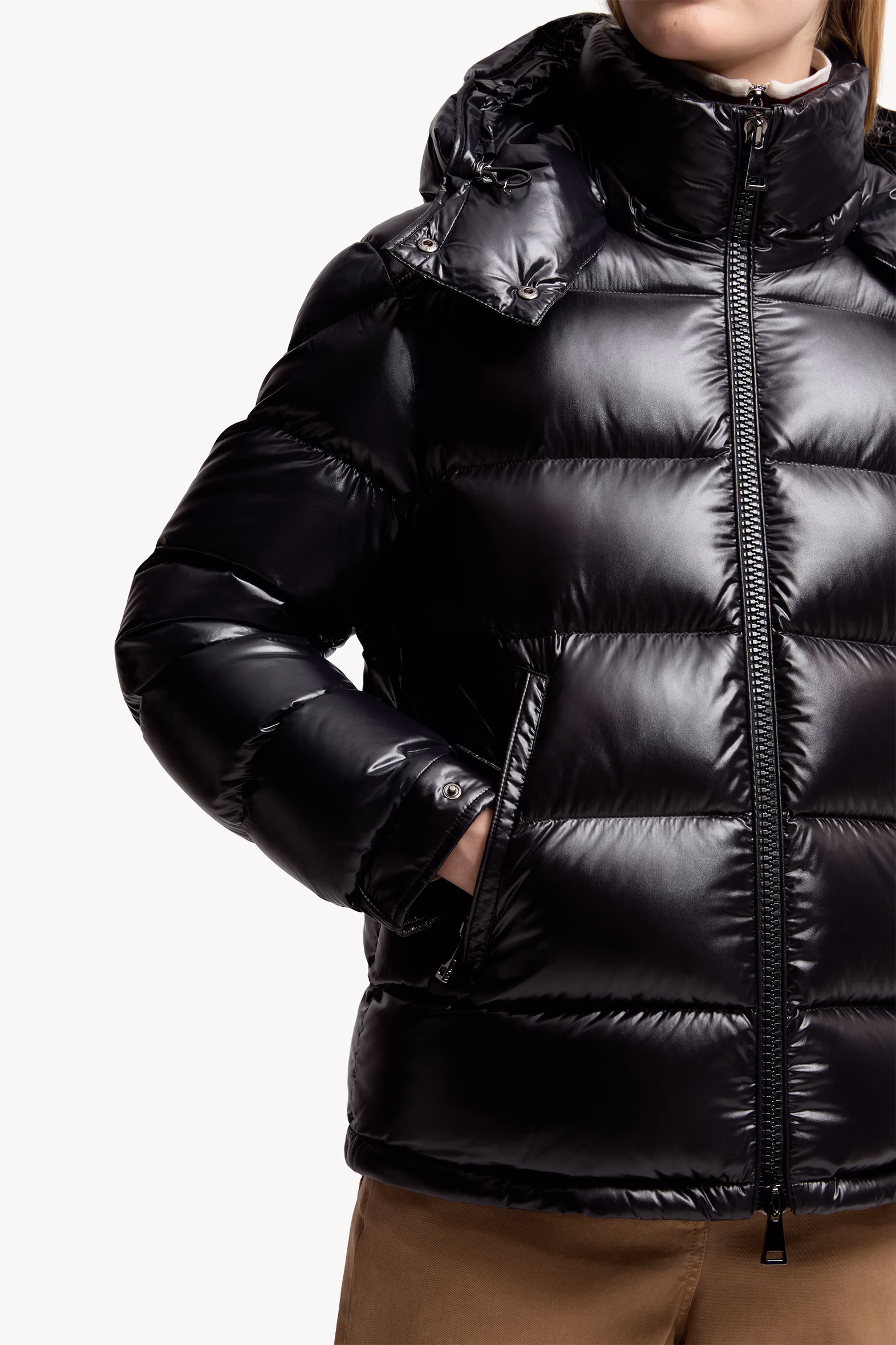 Maire Hooded Short Down Jacket Women Black Moncler 7